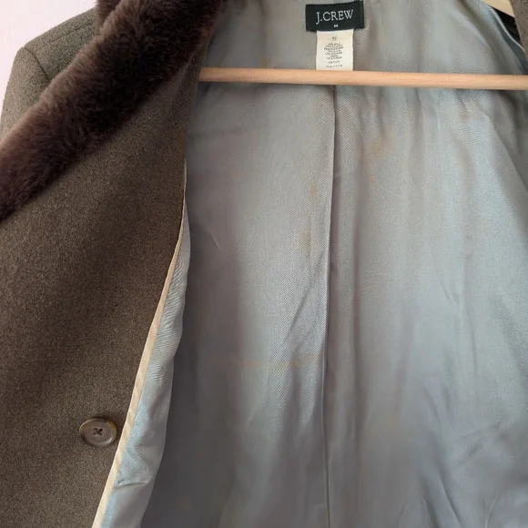 EUC Vintage J Crew Peacoat With Faux Fur Collar Size 12 - Picture 3 of 9